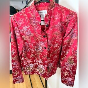 Dressbarn Women's Vibrant Red Floral Blazer